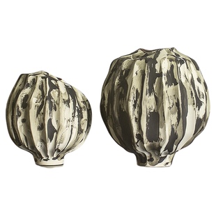 甘棠家居手作法式复古手绘中古风艺术高级感陶瓷花瓶大肚花器摆件