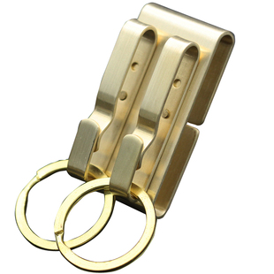 纯铜钥匙扣 双挂钩穿皮带钥匙扣 黄铜材质拉丝工艺腰挂男士礼品