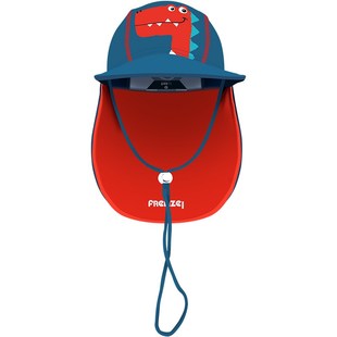 儿童防紫外线沙滩遮阳帽卡通男女宝宝护耳护颈海边防晒帽子游泳帽