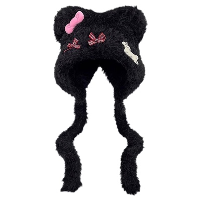 可爱小羊耳朵毛绒帽骑车保暖护耳