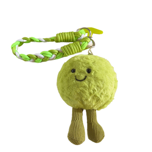 创意娃娃机毛绒蔬菜系绿色豌豆大公仔手机壳挂件编织尼龙短款挂绳手机链趣味可爱女款学生包挂饰钥匙便携挂链