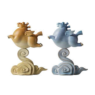 铜师傅《马上飞黄腾达》《马上青云直上》客厅铜马摆件 新年礼物