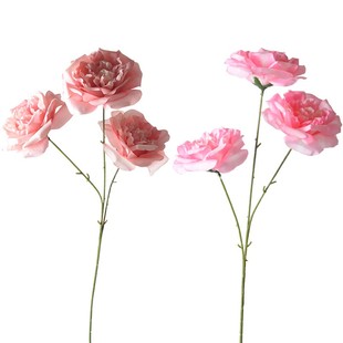 仿真花粉色花材仿真玫瑰假花家居花艺摆件酒店婚庆装饰塑料人造花