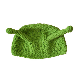 抖音痞幼同款帽子婴儿童宝宝春秋款可爱搞怪物史莱克针织毛线绿帽