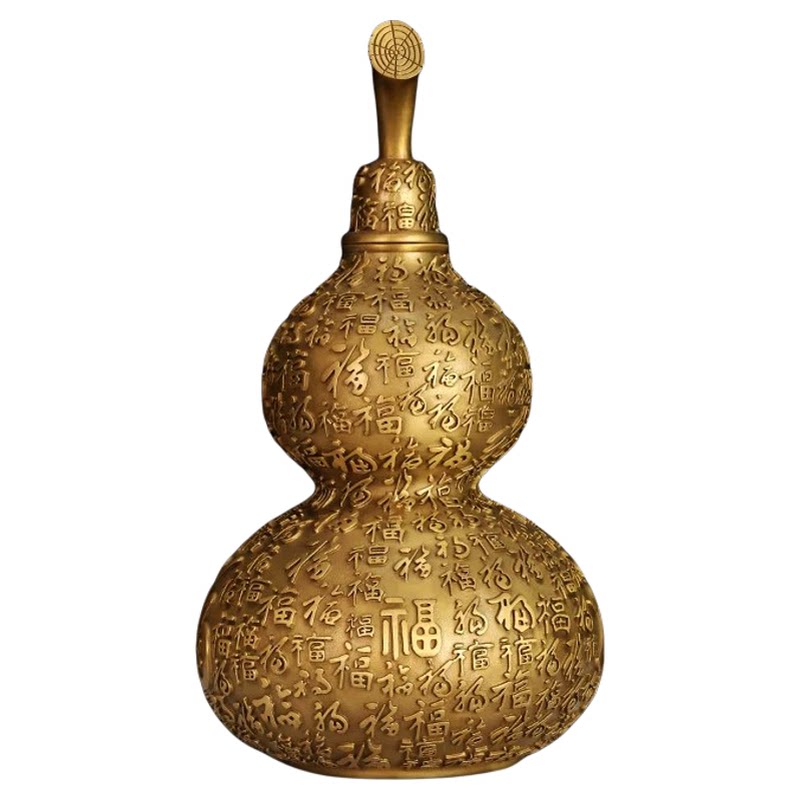 婉晶黄铜金色百福葫芦摆件新中式家居客厅玄关装饰工艺品开业礼物