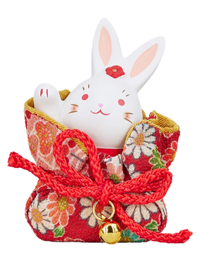 濑户烧可爱风祈愿兔传统桌面摆件