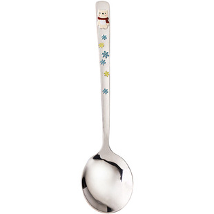 glasslock304不锈钢勺子长柄家用小调羹卡通儿童韩式吃饭可爱汤匙