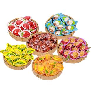 网红3D水果奶糖榴莲咖啡软糖过新年货糖果小零食喜糖婚糖散装批发