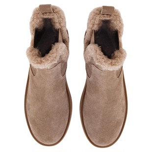 Flattered Eira女士麂皮切尔西靴厚底增高加绒短靴2025秋冬新款