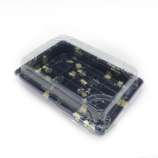 2号一次性塑料印花高盖寿司打包盒8粒10颗三文鱼刺身章鱼烧包邮