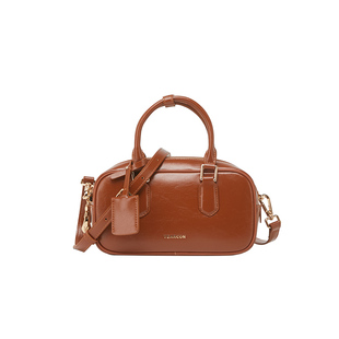 意尔康包包节日好礼2026新款保龄球包手提女包质感棕色斜挎包