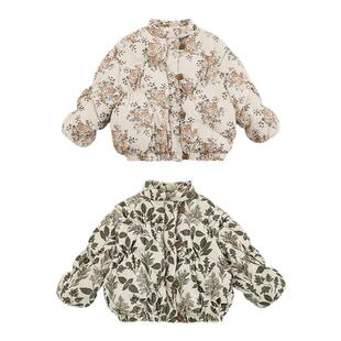 幼悠女童小碎花灯芯绒棉服冬季俏皮可爱亲肤舒适防风保暖立领外套