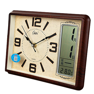 康巴丝台式万年历电子办公座钟台钟卧室床头日历石英钟温湿度钟表