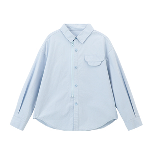 布丁哈鲁春装女童童韩系上衣2026春季新款儿童设计感小清新衬衫