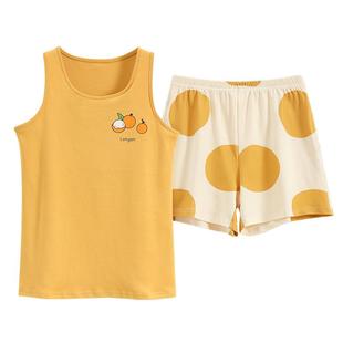 带胸垫背心睡衣女夏季纯棉宽松夏天薄款女生无袖可外穿家居服套装