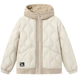 波司登2025新款男女童短款儿童羽绒服连帽柔软摇粒绒拼接轻薄时尚