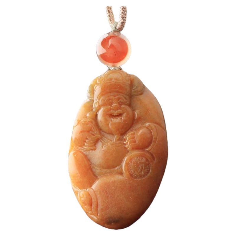梵峙黄沁皮籽料财神爷挂件吊坠