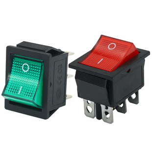 KCD4大电流船型开关2/3档翘板电源按钮大功率四脚带灯焊机开关30A