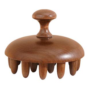 天然檀木圆盘头皮按摩梳头部经络疏通木梳子刮痧头疗经络刷指环梳