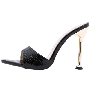 尖头凉拖鞋女42 high heels slippers for women leather sandals