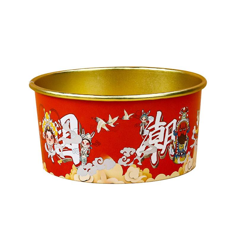 加厚国潮金箔纸碗圆形一次性泡面碗汤碗食品级沙拉外卖快餐打包碗