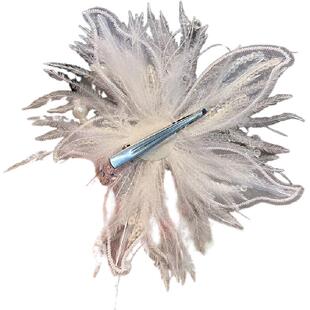 唯美新款羽毛水晶花瓣边夹女高级感甜美侧边花朵演出拍摄新款发卡