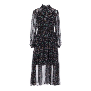 COCOON商场同款小碎花蝴蝶结系带连衣裙秋款