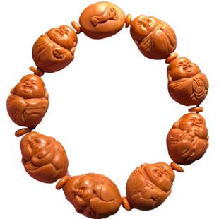 弥勒佛橄榄核手串男士手链男款高级感女士文玩精雕雕刻女款笑佛像