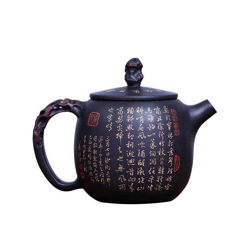 建水紫陶微雕壶谭长江老师作品