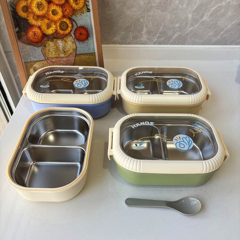 保温不锈钢饭盒学生午餐盒便当盒餐盒批发双层分格加热便携上班族