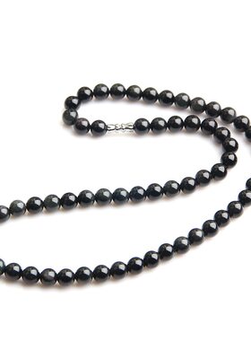 黑曜石项链天然黑曜石小珠子项链