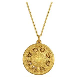 老庙黄金足金八宝罗盘吊坠纯金2025新款项链38妇女神节礼物送老婆