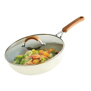 kimscook麦饭石不粘锅炒锅家用无油烟平底炒菜锅电磁炉燃气灶专用