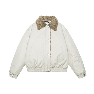 BROMAD 老钱复古毛领棉服男女25冬季加厚保暖翻领短款夹克棉衣