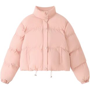 羽绒服女短款小个子2025冬季新款宽松高级感加厚白鸭绒面包服外套