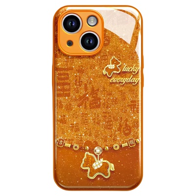 百福小马水凝壳适用苹果15手机壳新款简约高颜值iPhone17/16/14外壳硅胶防摔带手链硬壳苹果13保护壳女款