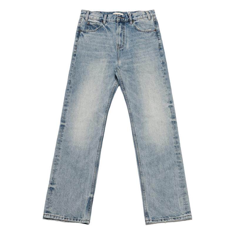 Selfness Cone Vintage Denim水洗做旧基本款合身直筒牛仔裤长裤