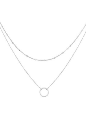 简约圆环双层项链铜珠链圆圈吊坠