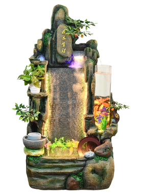 田园风假山鱼缸会所庭院水景景观