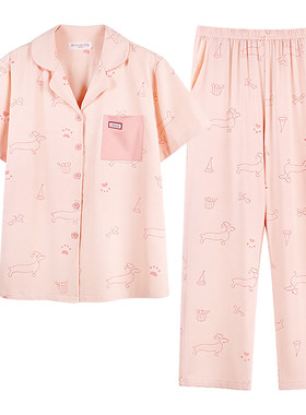 好波春夏新品亲子卡通印花短袖长裤棉质家居服套装HJZ2601