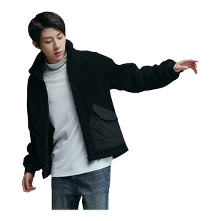 MOST/姆氏德男装黑色羊羔毛夹克户外休闲茄克立领外套潮C33104018