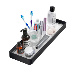 卫生间洗漱台置物架壁挂墙上免打孔洗手间厕所镜前浴室玻璃收纳架