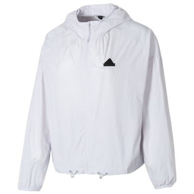 阿迪达斯外套女2026夏季新款白色防风衣皮肤衣运动连帽夹克IM8835