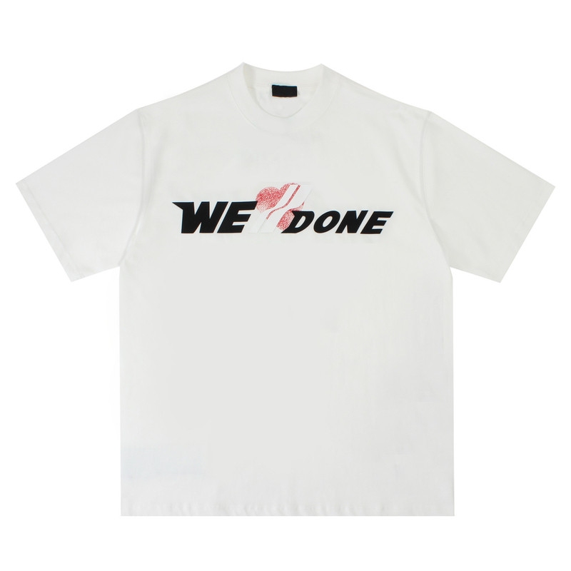 WE11DONE立体硅胶爱心短袖T恤男