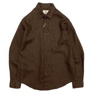 100%亚麻衬衫男夏季透气日系复古欧美简约长袖大码休闲白色衬衣女