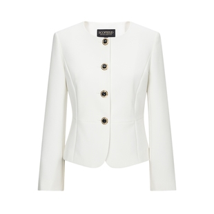 Scofield女装法式圆领西装外套收腰短外套挺括版型2025秋冬新品