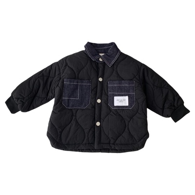 秋冬男童时尚衬衫领轻薄夹棉外套