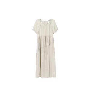 TALASA丝棉连衣裙2026年夏新款复古设计系带收腰显瘦知性优雅长裙