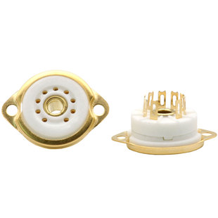 镀金小9脚管座12AX7 12AU7 6922 ECC83 EL84电子管中间孔可安装灯