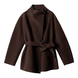 秋冬新款简约双面羊毛呢廓形斗篷大衣多元化保暖外套FW085154